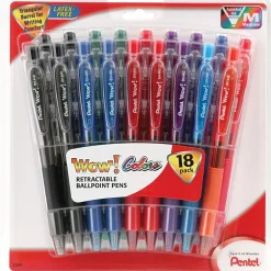 Pentel WOW! Retractable Ballpoint Pens, Medium Point, Assorted Ink, 18/Pack (BK440PC18M) Best