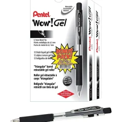 Pentel WOW! Retractable Gel Pens, Medium Point, Black Ink, 24/Pk (K437ASW2) Best