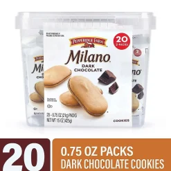 Cookies<Milano Pepperidge Farm Double Dark Chocolate Cookies, 0.75 oz, 20/Pack (220-02248)