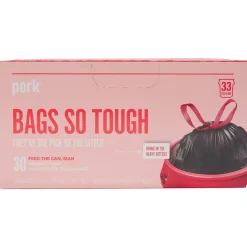 Perk ™ 33 Gallon Kitchen Trash Bag, Low Density, 1.1 mil, Black, 30 Bags/Box (PK56747)