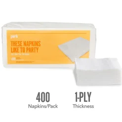 Napkins<Perk ™ Luncheon Lunch Napkin, 1-ply, White, 400 Napkins/Pack (PK28584)