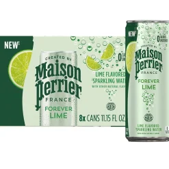 Bottled Water<Perrier Carbonated Mineral Water, Lime, 330 ml, 8/Pack (NES31086)