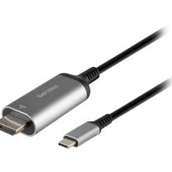 Usb Cables<Philips Elite SWV9120C/27 6' USB-C to HDMI Adapter Cable, M/M, Black/Silver