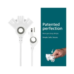 Extension Cords<Philips EZ Grip 8' Indoor/Outdoor Extension Cord, 3-Outlet, 16 AWG, White (SPC3183EZT1/37)