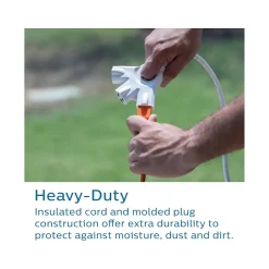 Extension Cords<Philips EZ Grip 8' Indoor/Outdoor Extension Cord, 3-Outlet, 16 AWG, White (SPC3183EZT1/37)