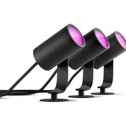 Smart Bulbs<Philips Hue Lily LED 3-Piece Outdoor Spotlights, Black (1746730V7)