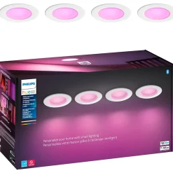 Smart Bulbs<Philips Hue 62W Equivalent E26 LED Smart Downlight, White And Color Ambiance, 4/Pack (578674)