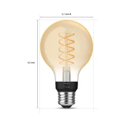 Smart Bulbs<Philips Hue 60W Equivalent G25 LED Smart Filament Bulb, Soft Warm White (571141)
