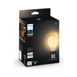 Smart Bulbs<Philips Hue 60W Equivalent G25 LED Smart Filament Bulb, Soft Warm White (571141)