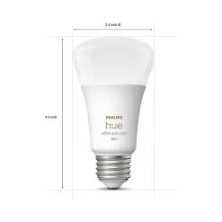 Smart Bulbs<Philips Hue 60W Equivalent A19 LED Smart Light Bulb, Warm White, 2/Pack (548610)