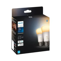 Smart Bulbs<Philips Hue 60W Equivalent A19 LED Smart Light Bulb, Warm White, 2/Pack (548560)