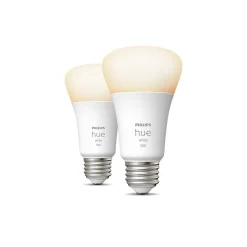 Smart Bulbs<Philips Hue White Light Bulb, A19 2700K 10.5W E26, 2/Pack (563239)
