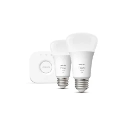 Smart Bulbs<Philips Hue White Starter Kit, A19 2700K 10.5W E26 (563080)