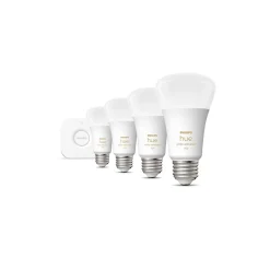 Smart Bulbs<Philips Hue White Starter Kit, A19 2200K-6500K 10.5W E26 (563270)