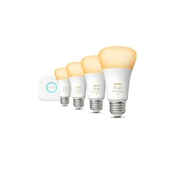 Smart Bulbs<Philips Hue White Starter Kit, A19 2200K-6500K 10.5W E26 (563270)