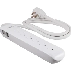 Surge Protectors & Power Strips<Philips 6-Outlet Surge Protector, 4', White (SPP3064WE/37)