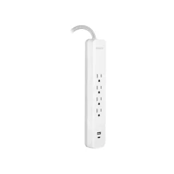 Surge Protectors & Power Strips<Philips 4-Outlet 2-USB Port Surge Protector, 3', White (SPP4113WB/37)