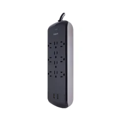 Surge Protectors & Power Strips<Philips 10-Outlet 4-USB Port Surge Protector, 6', Gray/Black (SPP6710BC/37)