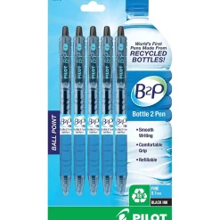 Pilot B2P Bottle 2 Pen Retractable Ballpoint Pens, Fine Point, Black Ink, 5/Pack (32612) Outlet