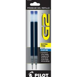 Pilot G2 Gel-Ink Pen Refill, Extra Fine Tip, Blue Ink, 2/Pack (77233) Outlet