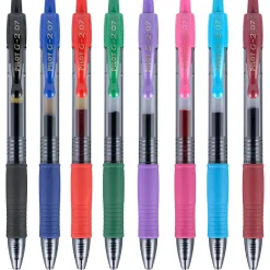 Pilot G2 Retractable Gel Pens, Fine Point, Assorted Ink, 8/Pack (31128) Clearance