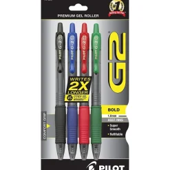 Pilot G2 Retractable Gel Pens, Bold Point, Assorted Ink, 4/Pack (31255) New