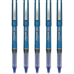 Pilot Precise V5 Rollerball Pens, Extra Fine Point, Blue Ink, 5/Pack (26011)