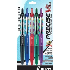 Pilot Precise V5 RT Deco Collection Retractable Rollerball Pens, Extra Fine Point, Assorted Ink, 5/Pack (41980) New
