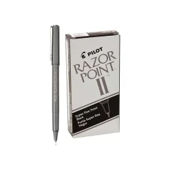 Pilot Razor Point II Marker Pens, Super Fine Point, Black Ink, Dozen (11009) Sale