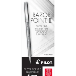 Pilot Razor Point II Marker Pens, Super Fine Point, Red Ink, Dozen (11011) New