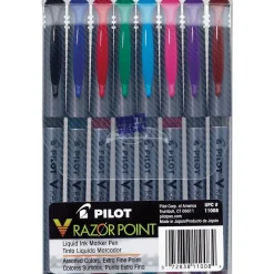 Pilot V Razor Point Liquid Ink Marker Pens, Extra Fine Point, Assorted, 8/Pack (11008) Clearance