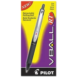 Pilot VBall RT Retractable Rollerball Pens, Fine Point, Black Ink, Dozen (26206) Discount