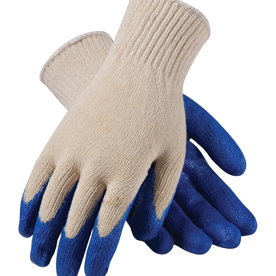 Work Gloves<PIP 39-C122 Latex Coated Cotton/Poly Gloves, XL, 10 Gauge, Natural/Blue, 12 Pairs (39-C122/XL)