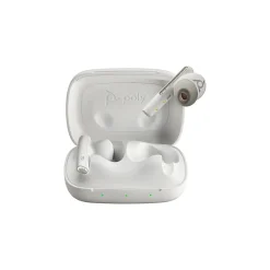 Poly Plantronics Voyager Free 60 UC Wireless Noise Canceling Bluetooth Earbuds, USB-A, UC Certified, White Sand (7Y8L3AA)