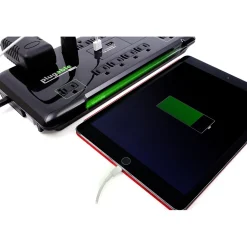 Surge Protectors & Power Strips<Plugable 25' 12-Outlet Power Strip with 2-Port USB Charger, Black (PS12-USB25)