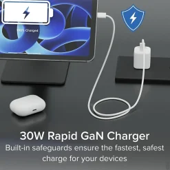 Plugable GaN USB-C Charger Block, 30W, White (PS-30C1W-3X)