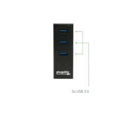 Usb Hubs<Plugable 3-Port USB 3.0 Hub, Black (USB3-HUB3ME)