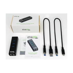 Usb Hubs<Plugable 3-Port USB 3.0 Hub, Black (USB3-HUB3ME)