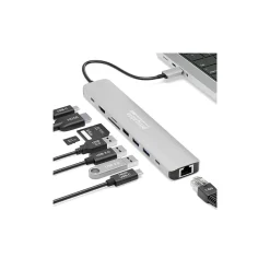 Usb Hubs<Plugable 9-Port USB-C Hub, Gray (USBC-9IN1E)