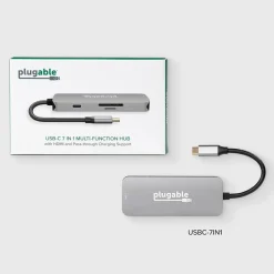 Usb Hubs<Plugable USB C Hub Multiport Adapter, 7-in-1 Hub, 87W Charging (USBC-7IN1)
