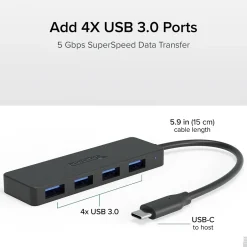 Usb Hubs<Plugable USB C to USB Adapter Hub, 4 Port USB 3.0 Hub, USB Splitter for Laptop