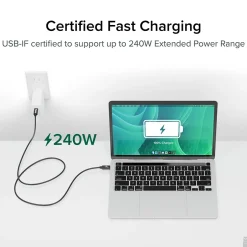 Power Cables<Plugable USB4 EPR 3.3' Cable, 240W, Black (USB4-240W-1M)