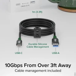 Ethernet Cables<Plugable 3.3' USB-C to USB-A Cable, Black (USBC-A1M)