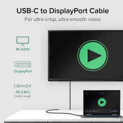 Ethernet Cables<Plugable USBC-DP 6' USB 3.1 Type C to DisplayPort Audio/Video Cable, Black