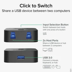 Plugable USB3-SWITCH2 USB 3.0 Sharing Switch* Ethernet Switches & Splitters