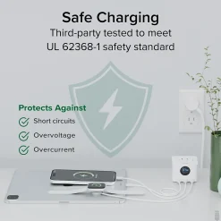 Plugable 67W USB-C Charging Station, White (PS3-METERC3)