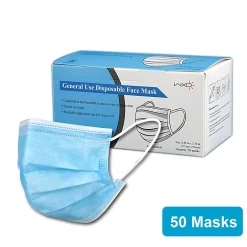 Masks<Unbranded 3-ply Disposable Half Face Mask, Adult, Blue, 50/Box (WXDKZ0007E/ET10000/FM-34EE)