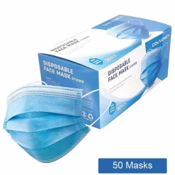 Masks<Unbranded 3-ply Disposable Half Face Mask, Adult, Blue, 50/Box (WXDKZ0007E/ET10000/FM-34EE)