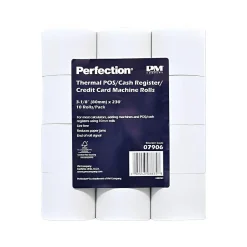 New Perfection Thermal Cash Register Paper Rolls, 3 1/8" x 230', 10 Rolls/Pack (PMC07906) Pos Paper