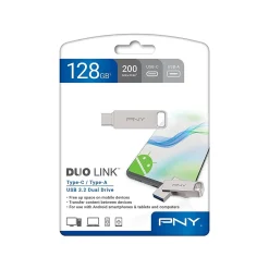 PNY DUO LINK Dual 128GB USB 3.2 Type C Flash Drive, Silver (P-FDI128DULINKT)* Usb Flash Drives